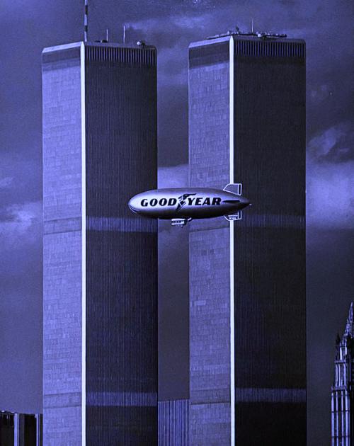 World Trade Center NYC - As Goodyear Blimp Passes By