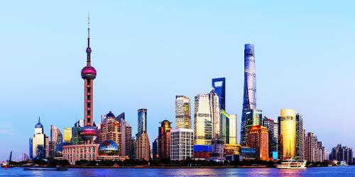 Pudong Shanghai City - Panorama w/ Clear Sky